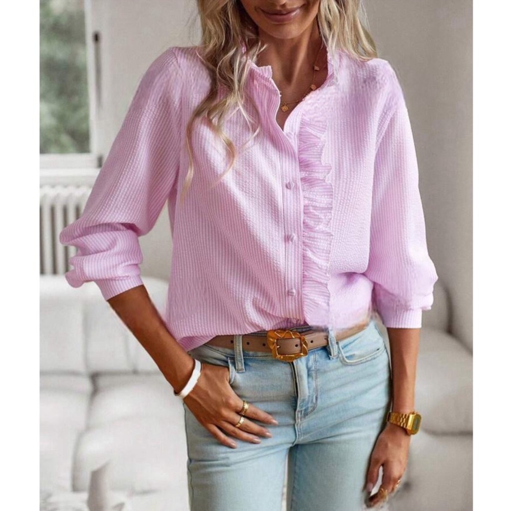 Pink Ruffle Boho Blouse - Picture 5 of 5